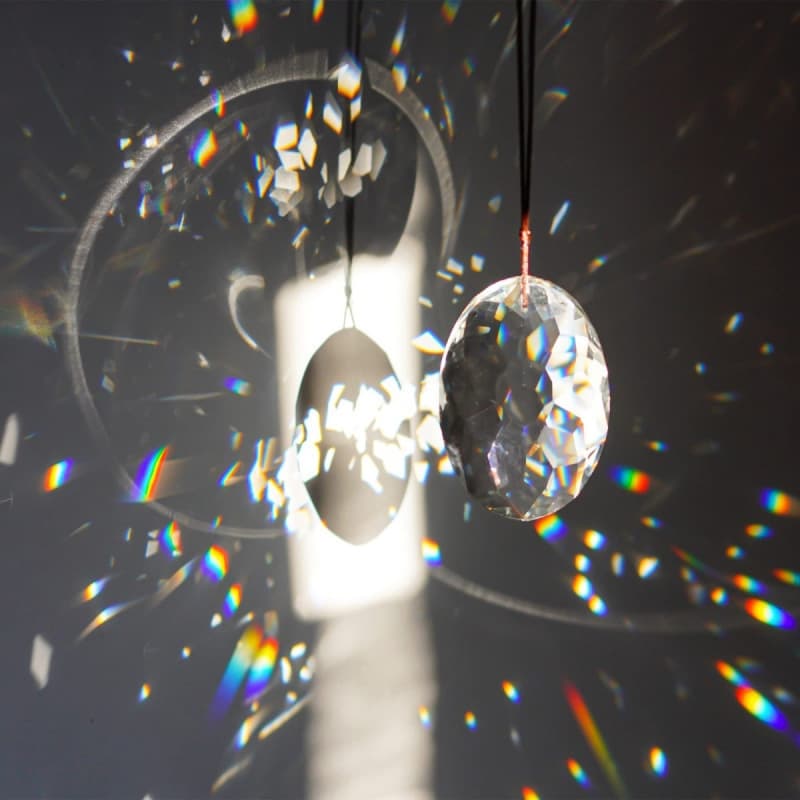 Rainbow-making Crystal Wind Chime Pendant, Hanging Prism with Faceted Crystal Sun Catcher