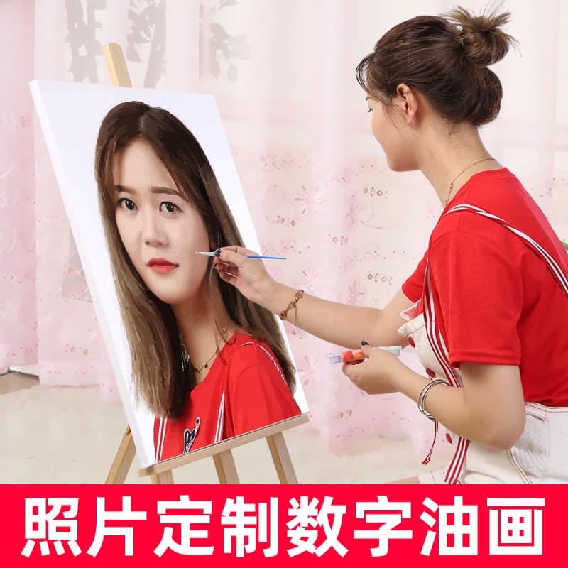 Cross-border Drop Shipping DIY Digital Oil Painting, Hand-painted Custom Portrait and Landscape Photo Frameless Canvas