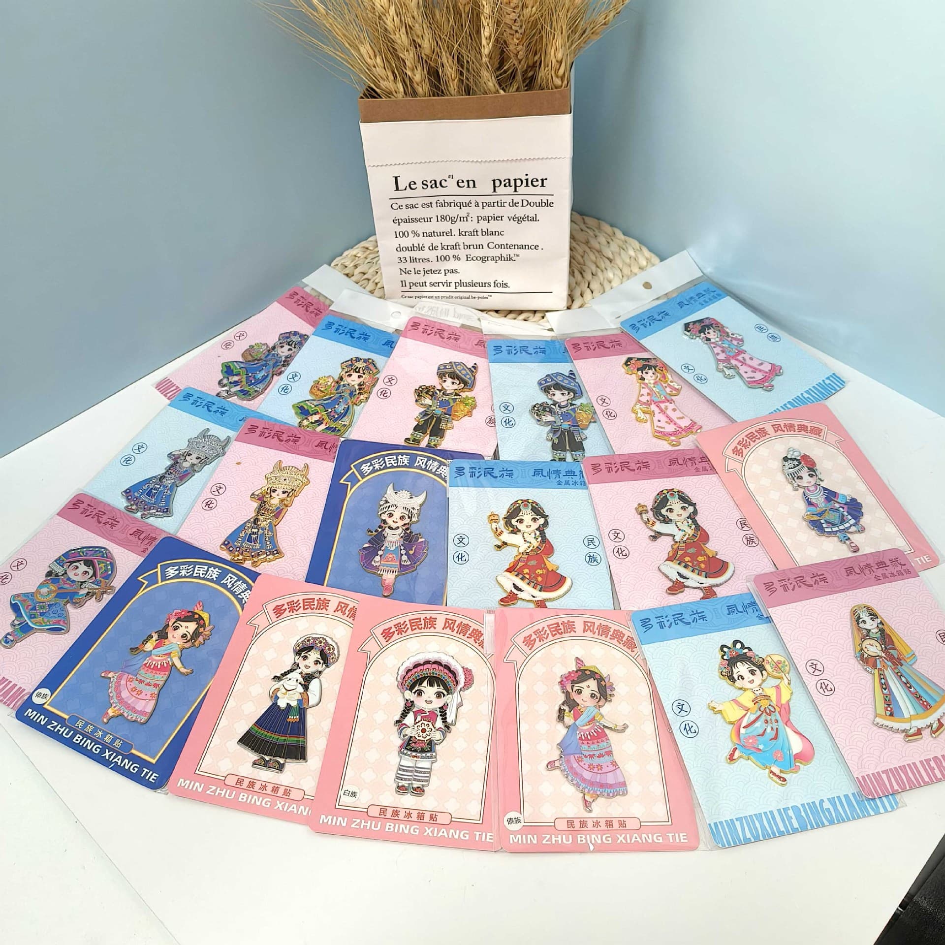 New Miao Ethnic Character Metal Refrigerator Magnet Colorful Ethnic Metal Craft Decorative Refrigerator Magnet Souvenir