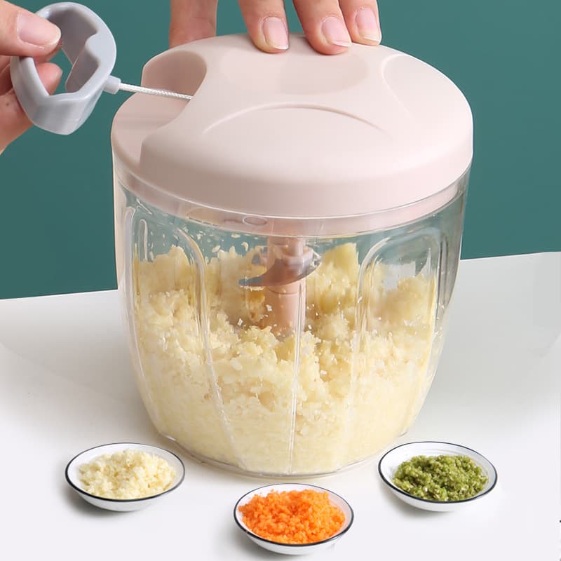 Garlic Mincer, Manual Garlic Crusher, Pull-string Chopper for Garlic, Ginger, and Onions