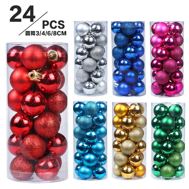 Christmas decoration balls 24pcs/bucket Christmas ball set Christmas tree pendant shopping mall store window hanging ball