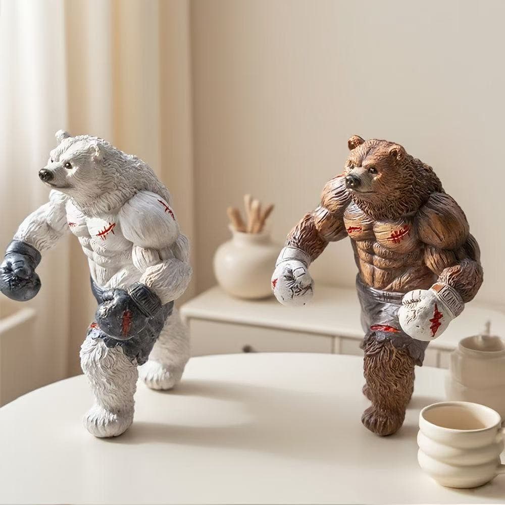 Amazon's Hot Violent Boxing Bear Resin Ornaments Creative Birthday Souvenirs Animal Crafts Hand Sculptures