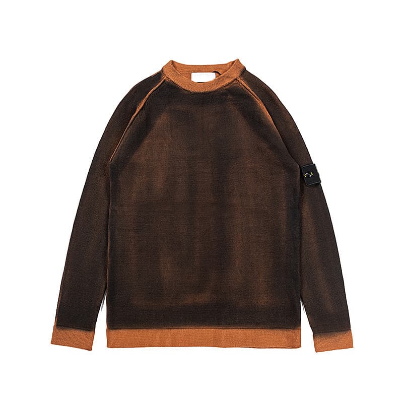 Casual Round Neck Hand Dyed Sweater Men's Fashion Loose Fit Breathable Knitted Cotton Top Simple Style Youth Spring Wear