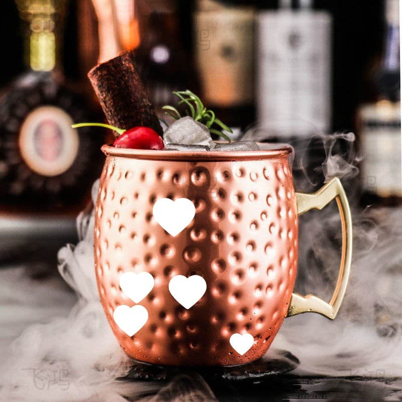 Hammered Copper Mug Moscow Mule Cup Stainless Steel Cocktail Metal Cup Bar Set