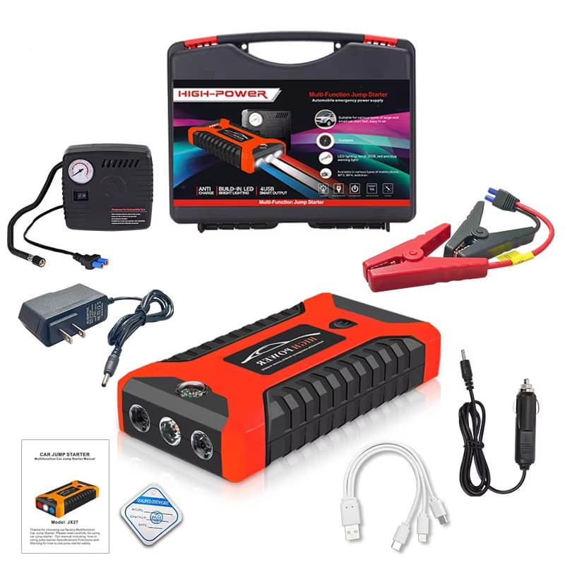 2025 Portable Car Jump Starter with Light Air Compressor Emergency Starting Power Supply Power Bank Tool