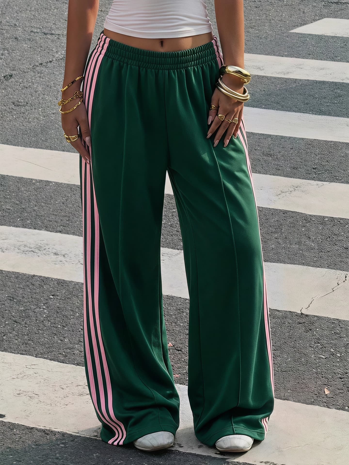 2026 Fall/Winter Amazon US/EU Cross-border Women's New Y2K Retro Elastic High-Waist Flowy Casual Pants