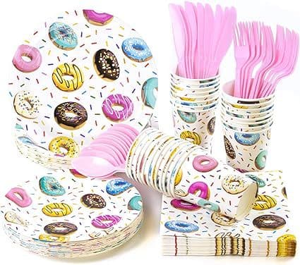 Cross-border Donut Theme Party Set Baby Shower Birthday Bridal Shower Disposable Paper Cups Paper Plates Napkins