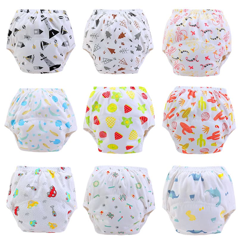 Baby Training Pants, Toddler Pull-Ups, Breathable Cotton Training Pants, Diaper Covers, Print Cloth Diapers