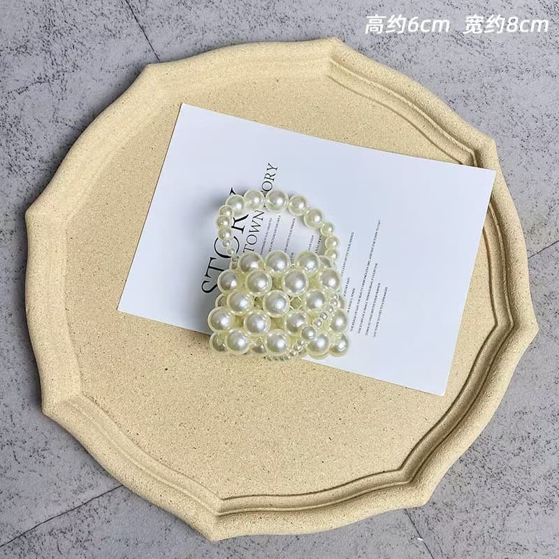 Mini Pearl Handbag Women's Crossbody Bag Handwoven Stylish Fresh Sweet Acrylic Material Chain Element PU Lining Solid Color