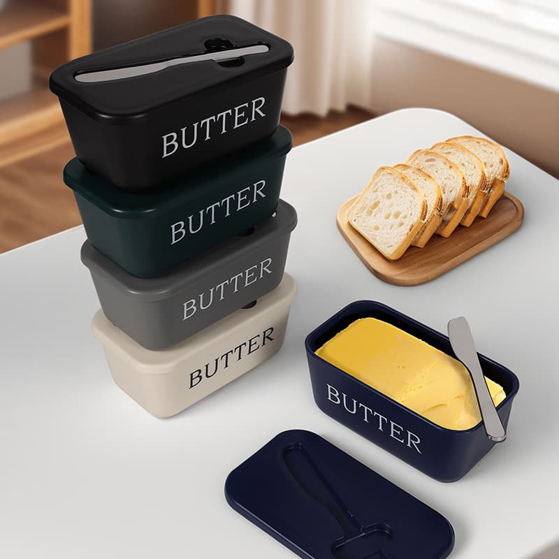 Amazon cross-border food grade PP butter box with knife refrigerator storage cream cheese box household butter crisper box