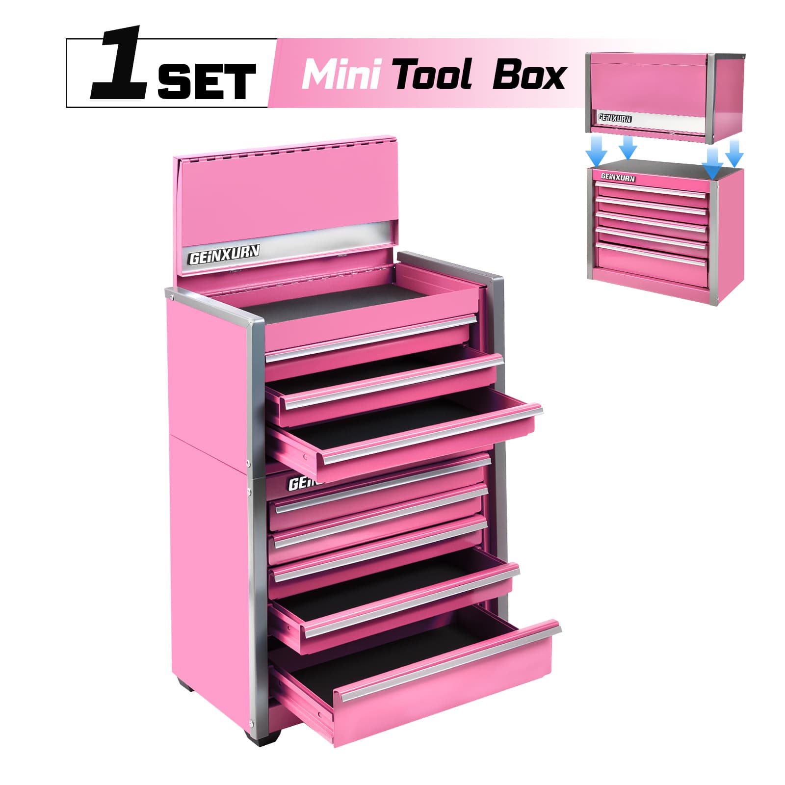 Geinxurn Complete Mini Case Set, Easy to Store and Carry, Available in Red, Pink, and Black