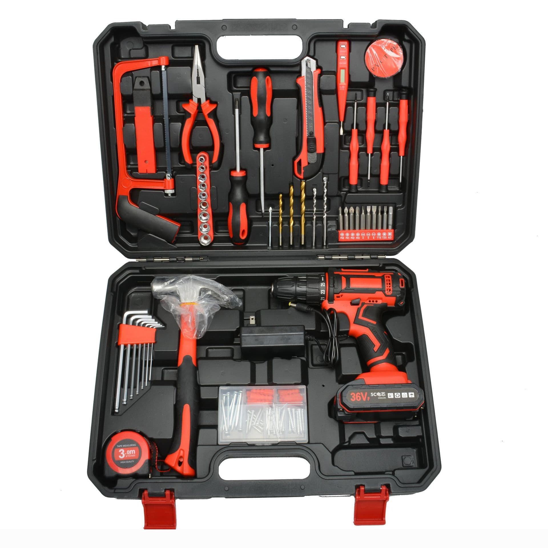 Home Gift Hardware Tool Set Car Repair Tool Electric Drill Impact Drill Set Multifunctional Toolbox