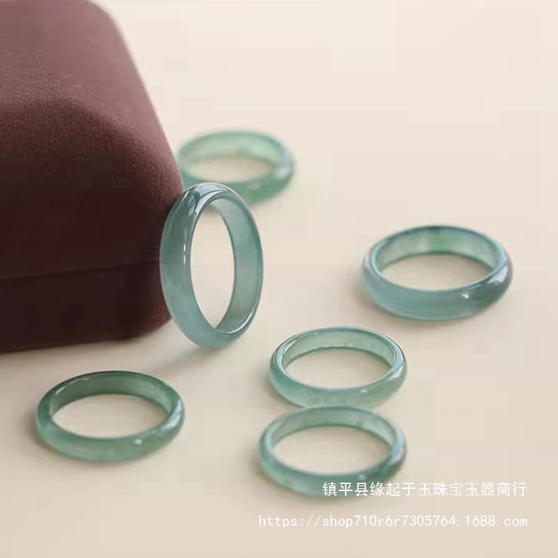 Ice Species Blue Water Jade Ring for Women and Men, Plain Band, Natural A-Grade Jade Ring, Pinky Ring, Couple Ring