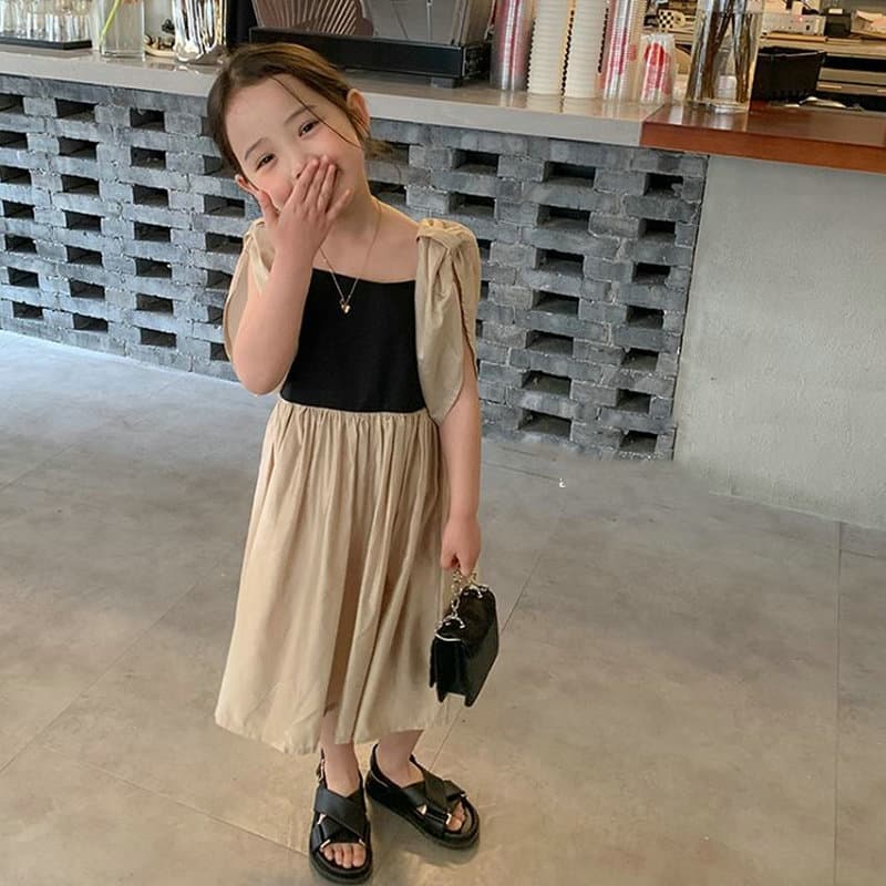 Wholesale Children's Clothing Girls Dress Summer 2025 New Kids Little Girl Off-Shoulder Patchwork Stylish Princess Dress