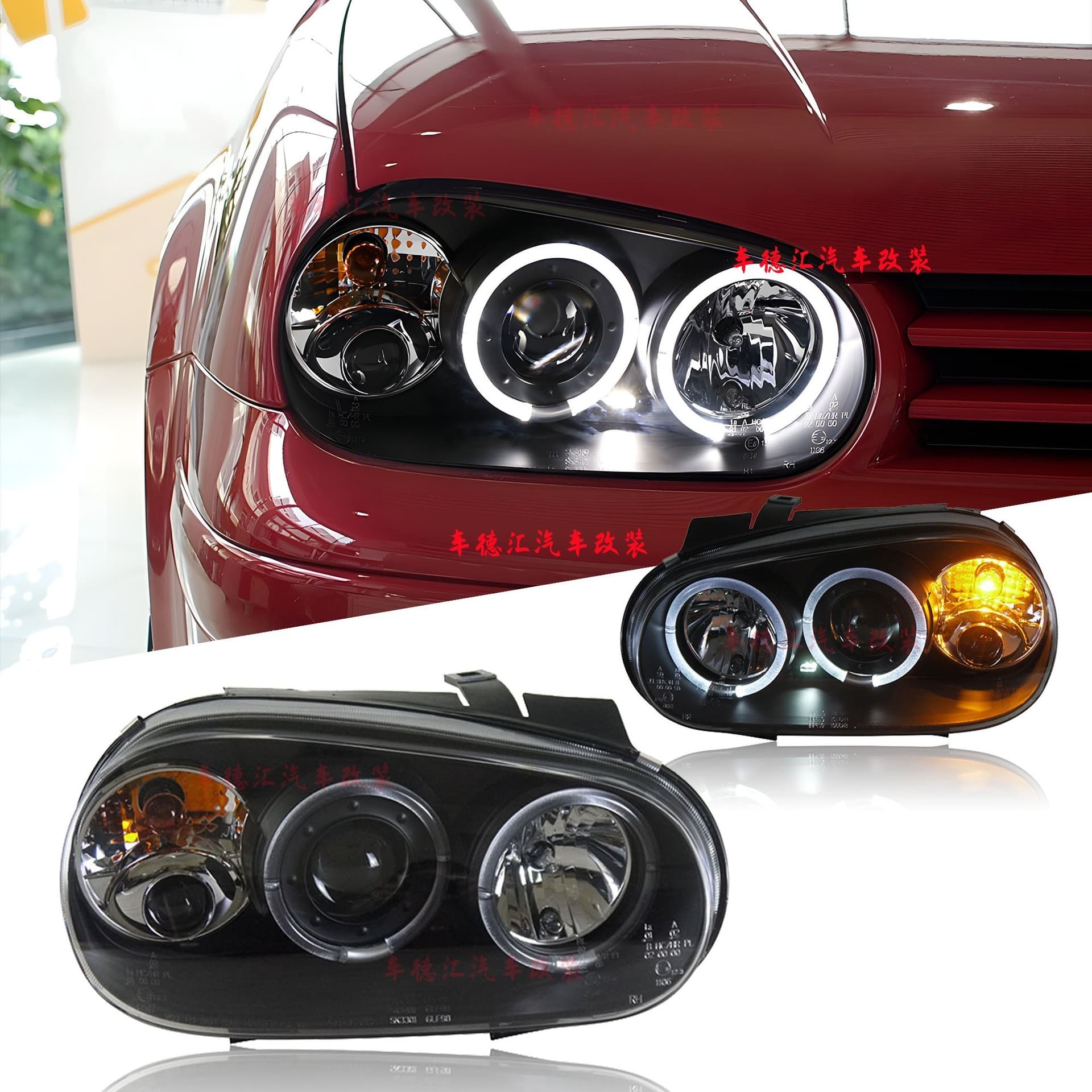 Compatible with Volkswagen Golf 4 Headlight Assembly, Modified Upgrade Headlight, Front Light, LED Headlight Upgrade Kit