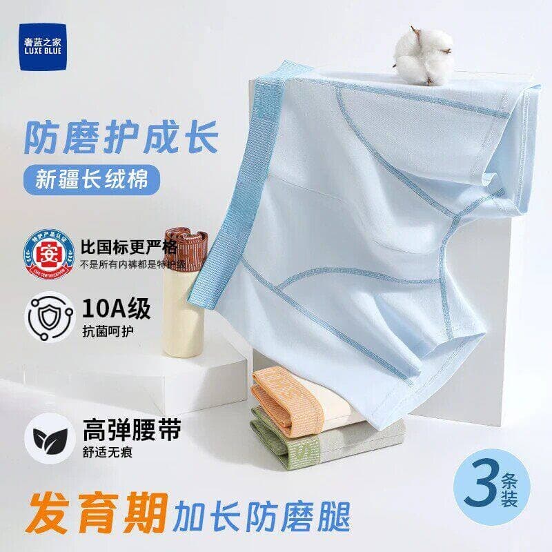 Shelanzhijia Youth Extended Wear-Resistant Underwear Xinjiang Cotton 10A Antibacterial Mulberry Silk Pure Cotton Children's Junior High School Students