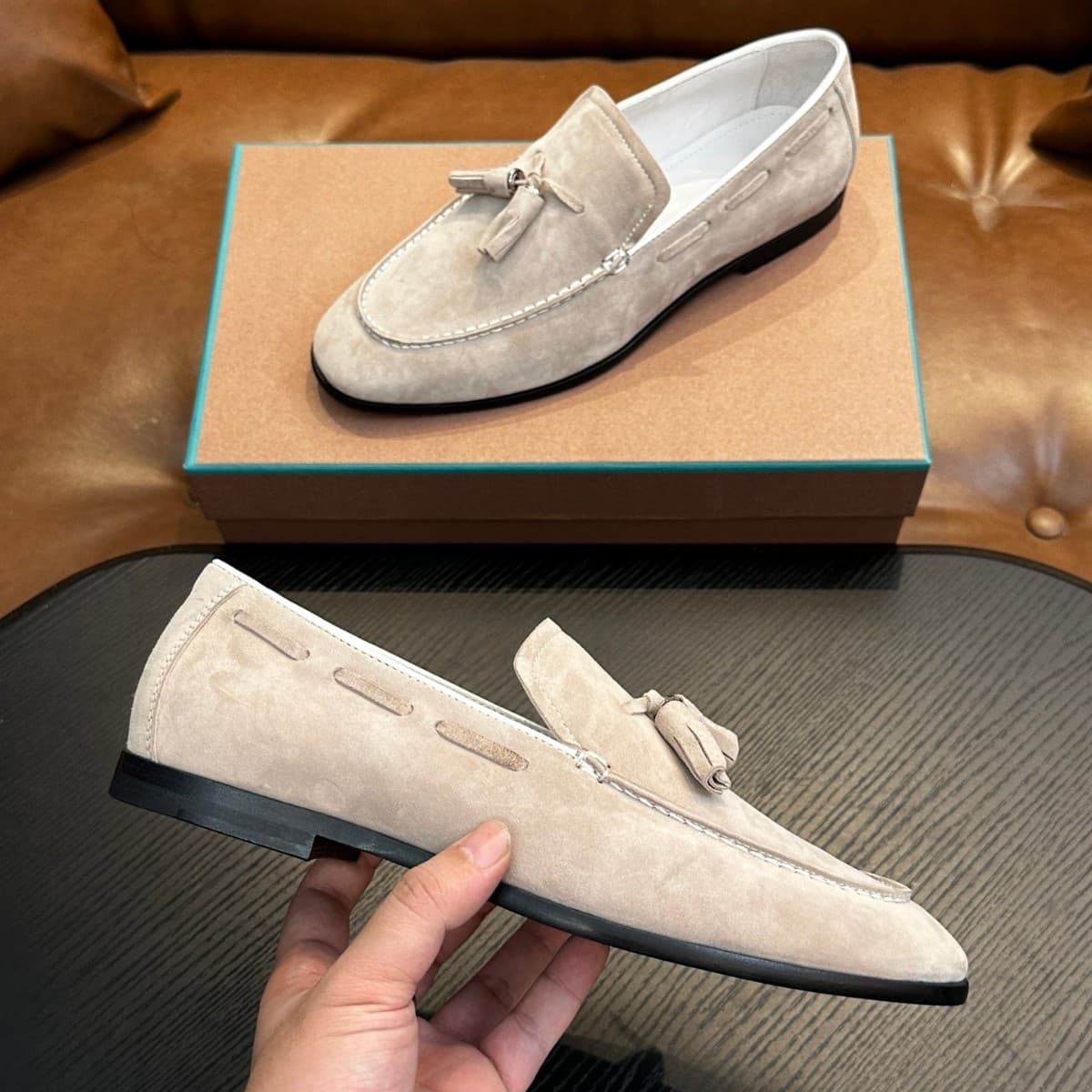 LP Classic Men's Fashion Genuine Leather Loafers Comfortable Business Leather Shoes Soft Sole Durable Versatile Casual Shoes