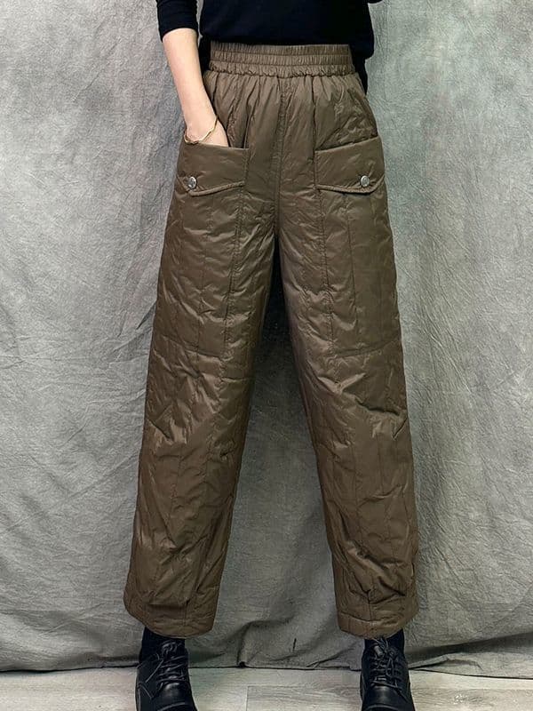 New women's down-filled pants, warm and cold-proof, white duck down, casual, straight leg, plus size, fashionable.