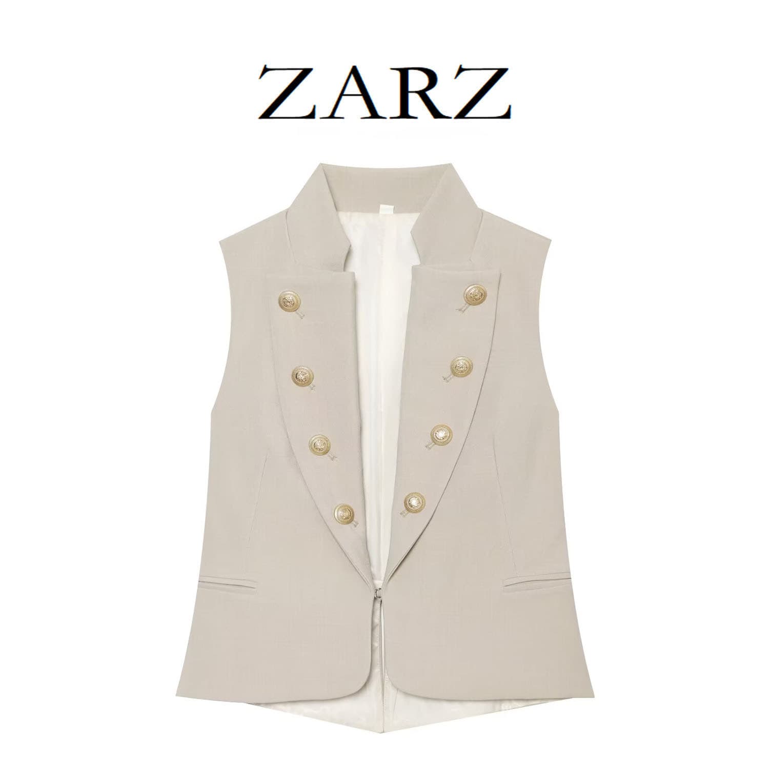 ZARZ Self-Made European-American Style New Women's Fashion Stylish Flap Button Vest 7721494
