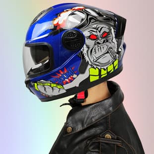 Cross-border Trade ZXC Dual Lens Electric Bicycle Full Face Helmet Men Women Four Seasons Universal Safety Helmet [Includes Neck Gaiter]