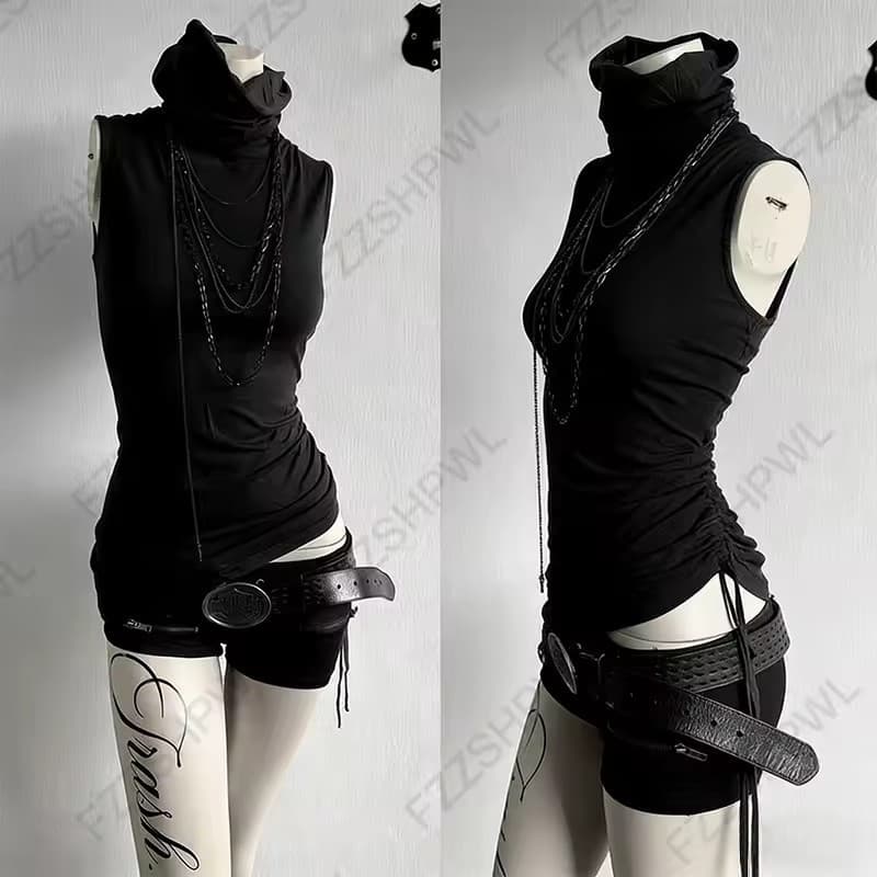 y2k women's tops cross-border new European and American design sexy ins hot girl high leader vest versatile bottoming street