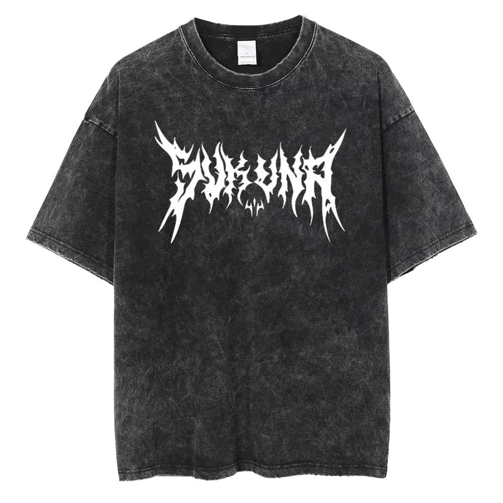 Harajuku Anime Print T-Shirt Men Setwear Vintage Black Tee Su