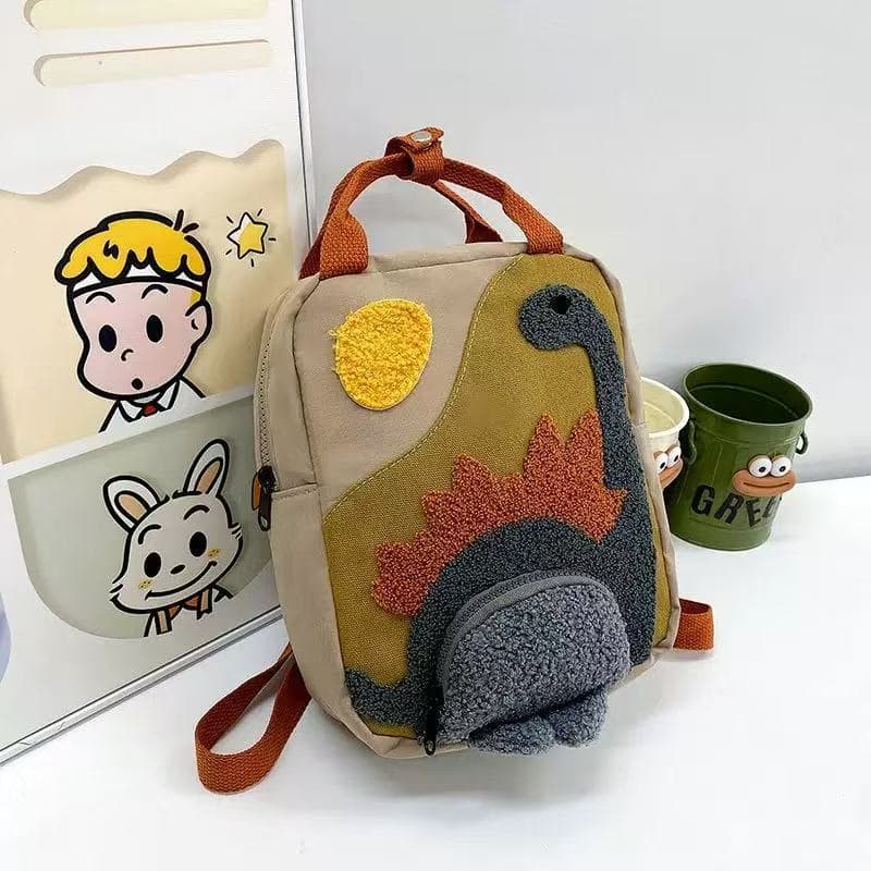New children's backpack with infant cartoon dinosaur and animal shapes, double-shoulder school bag.