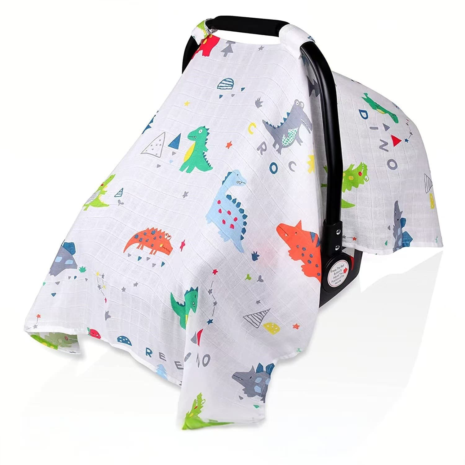 Custom Baby Car Seat Cover Cotton Gauze Breathable Windproof Sunshade Stroller Bassinet Cover