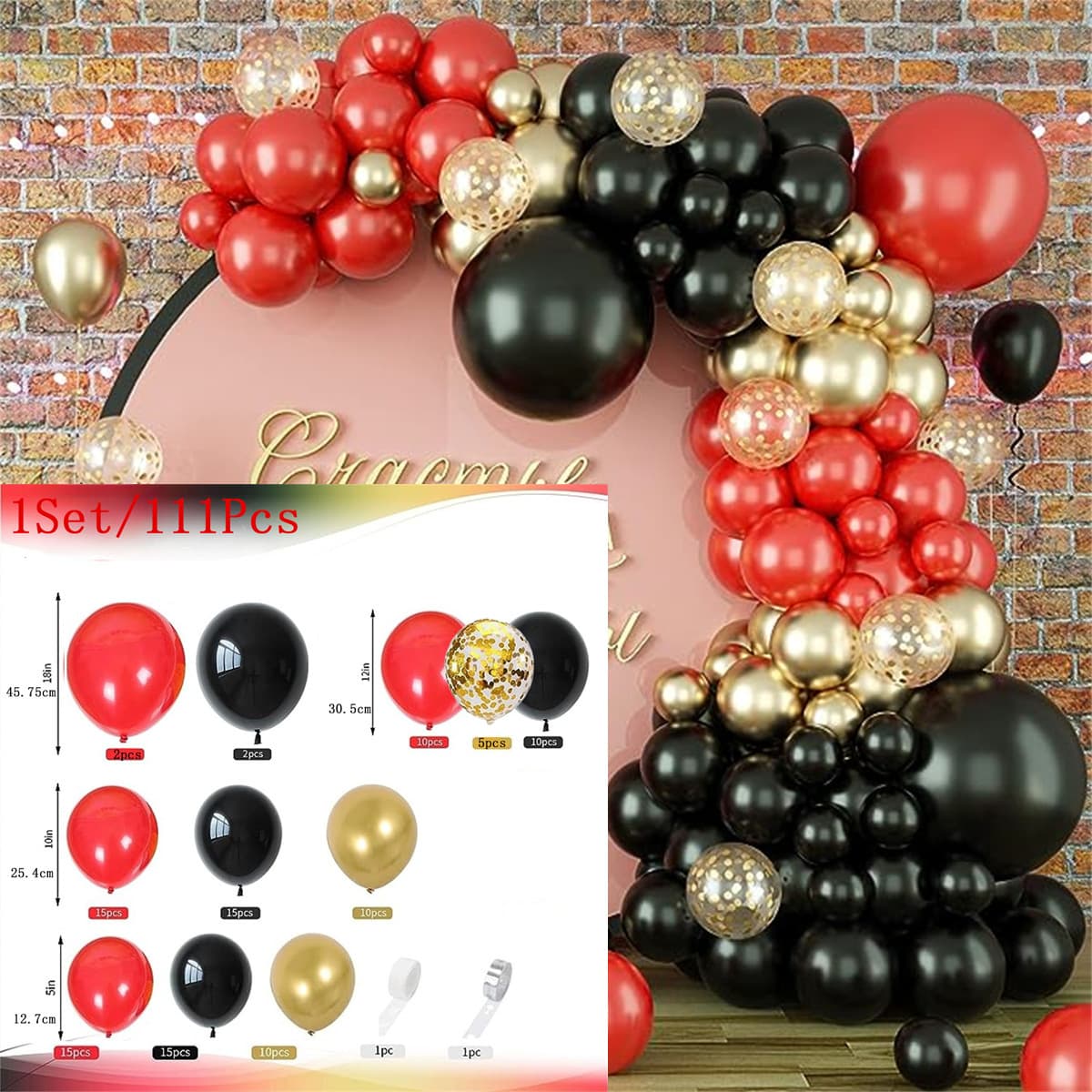 Cross-Border Hot Selling Balloon Set Red Black Gold Balloon Birthday Theme Party Scene Decoration Wedding Hotel Balloon