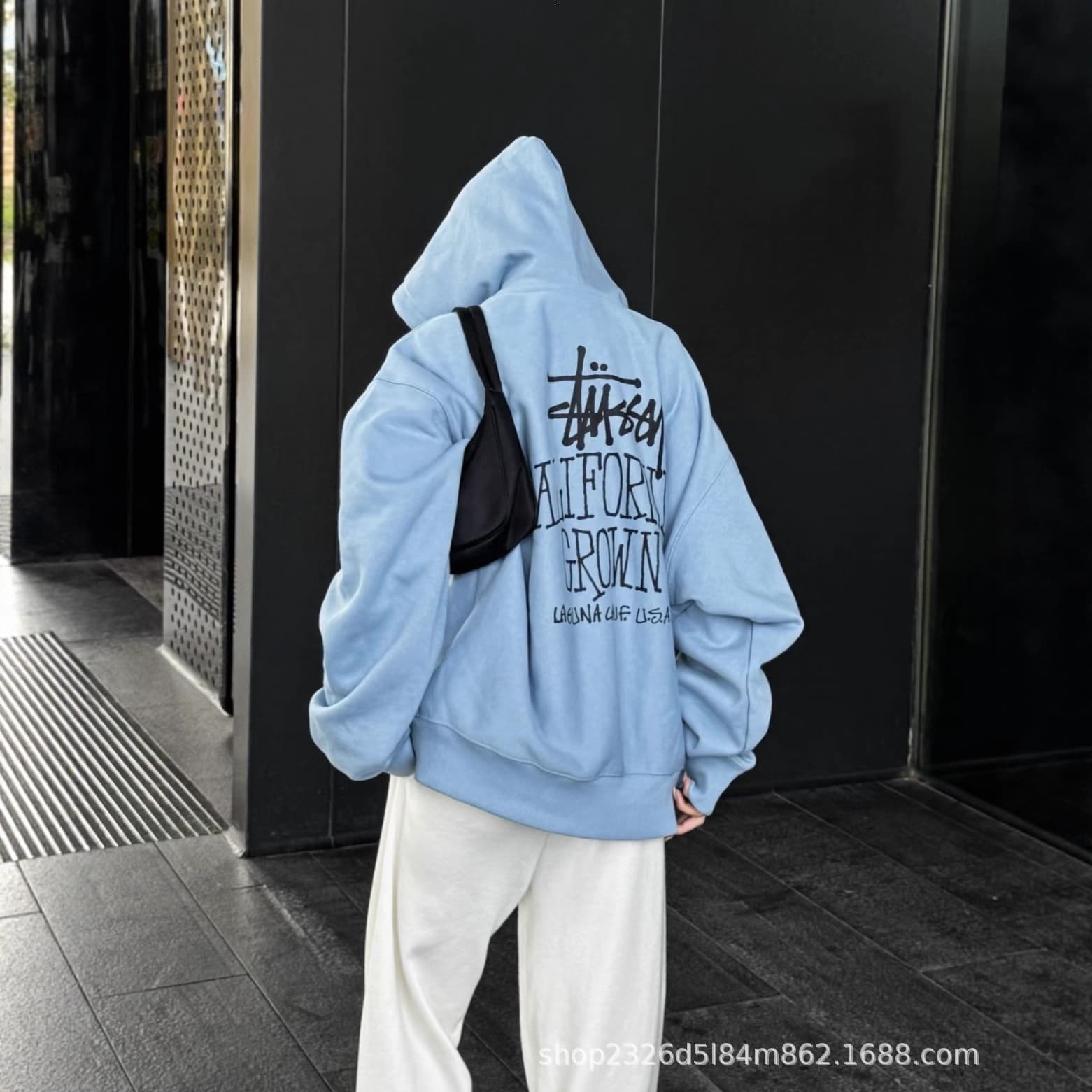 In-Stock Stu Fw25 Ss25 Cali Grown Zip Hoodie California Limited Edition Light Blue Hoodie for Men and Women