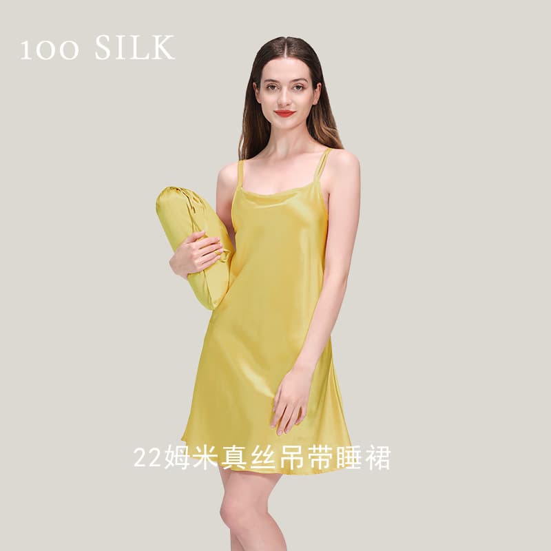 Cooconie 22 Momme Silk Nightgown Women Summer Loungewear 100% Mulberry Silk Sexy Slip Dress