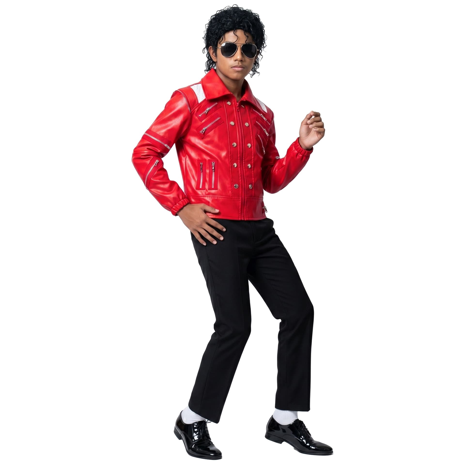 Children's Jackson red leather jacket cospaly costume plays tap dance MJ dance Halloween performance costume