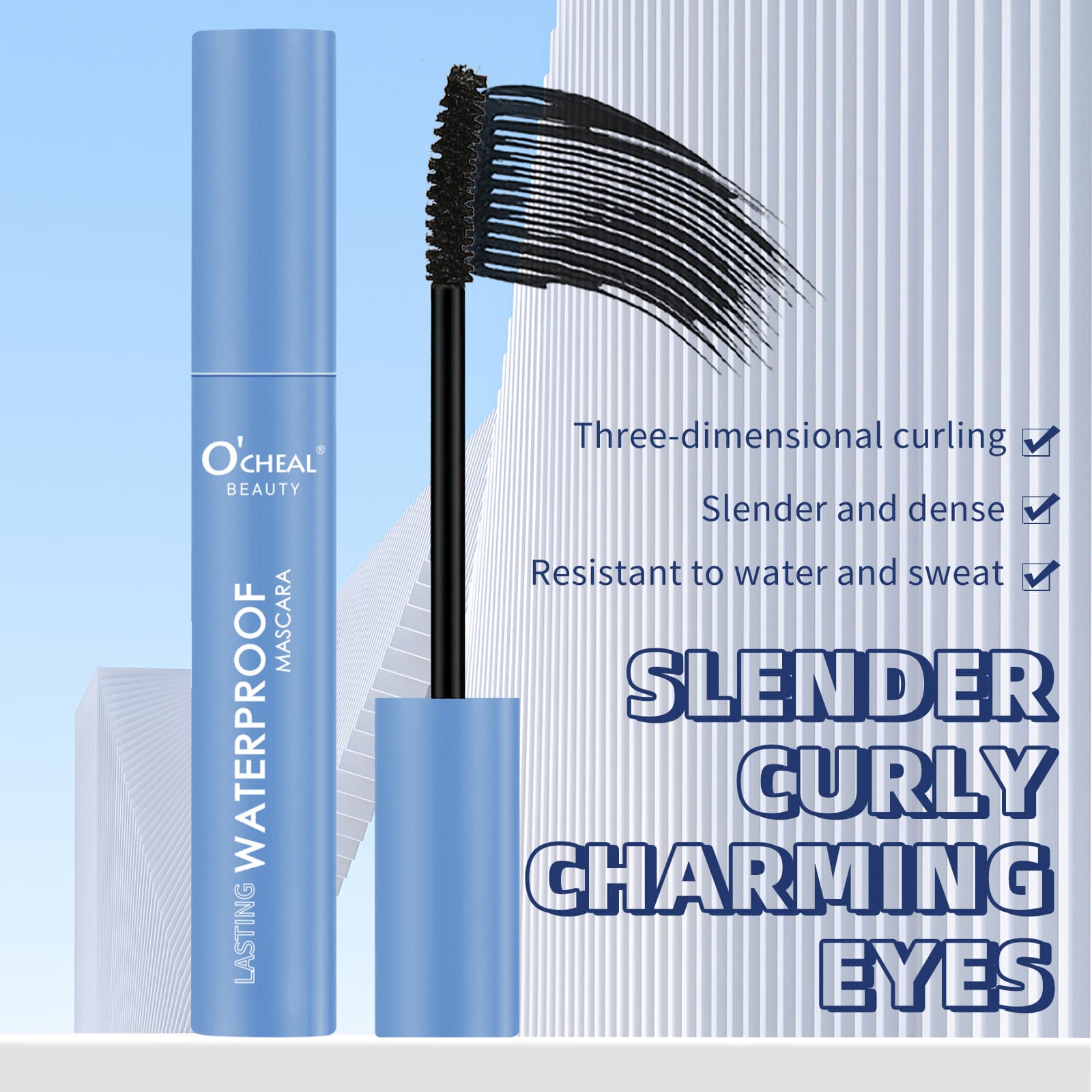 Cross-border Hot Selling O'CHEAL Black Mascara Waterproof Volumizing Curling Lengthening Smudge-proof Mascara