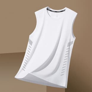 Ice Silk Vest Men's Sleeveless Tank Top for Fitness, Basketball, Sports, Quick-Dry Breathable, Original Order, Casual Sleeveless T-Shirt