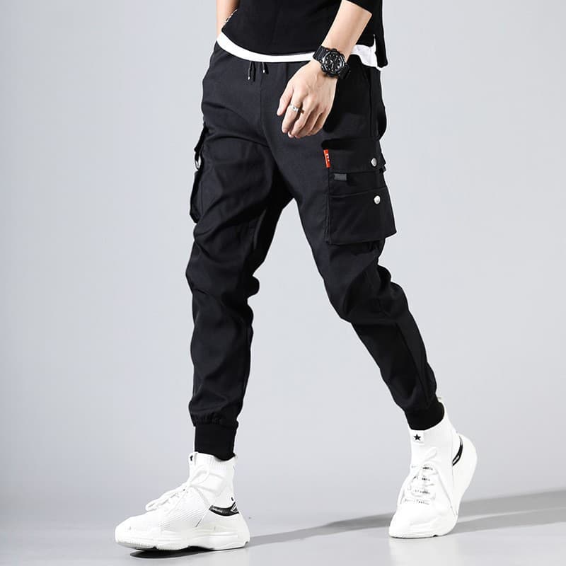 Summer Thin Cargo Pants Men Trendy Versatile Jogger Pants Loose Multi-Pocket Long Pants Plus Size Cropped Casual Pants