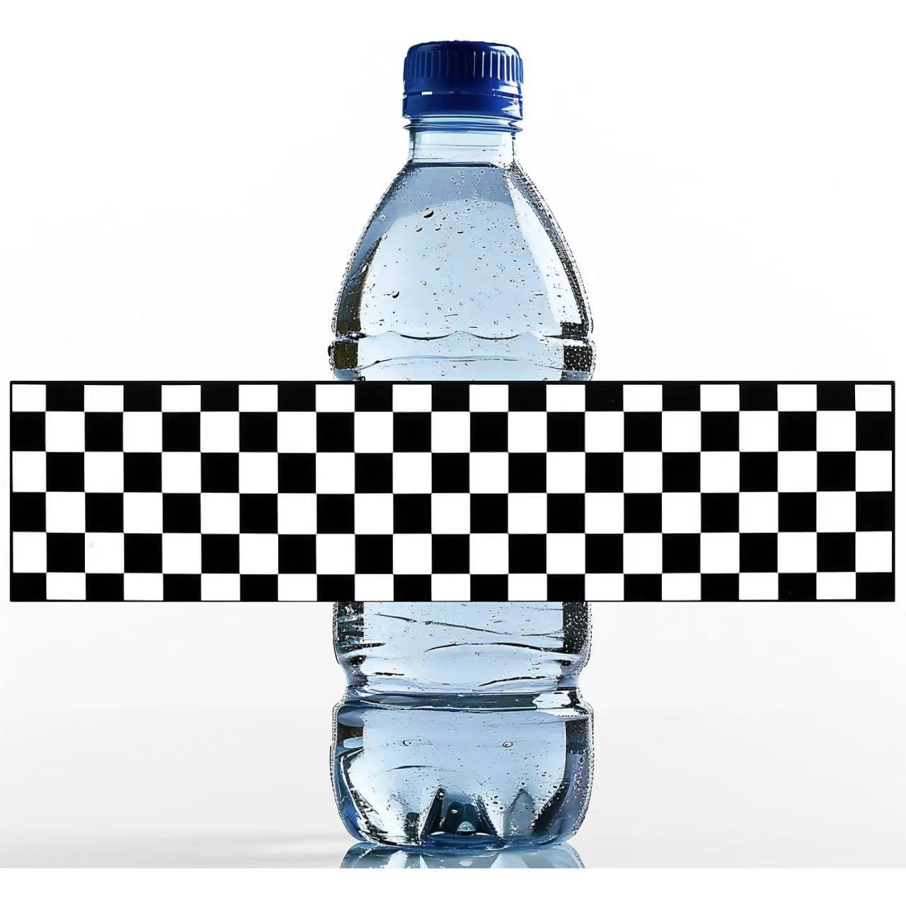 Cross-Border Racing Water Bottle Label Checkered Paper Packaging Waterproof Label Black and White Racing Gift Stickers Party