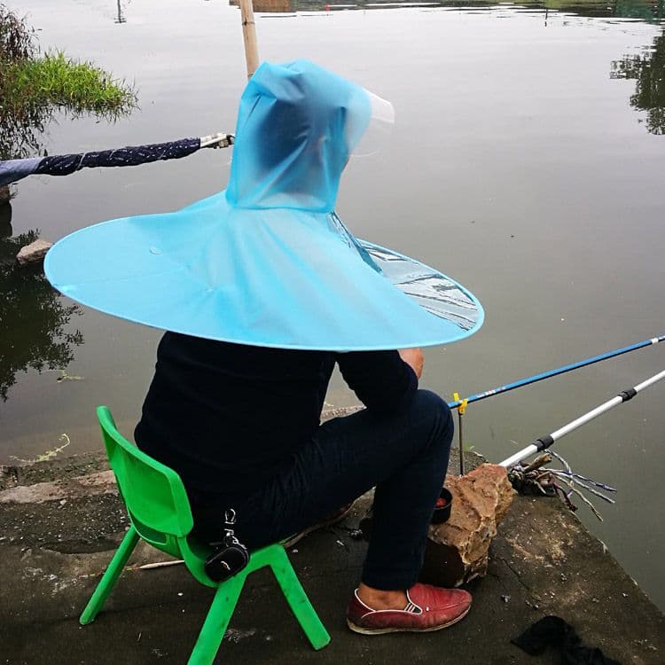 [Xin Yiqi] UFO Raincoat Men's Over-the-Top Adult Umbrella Hat Fishing Gear Rain Gear Poncho Foldable Transparent