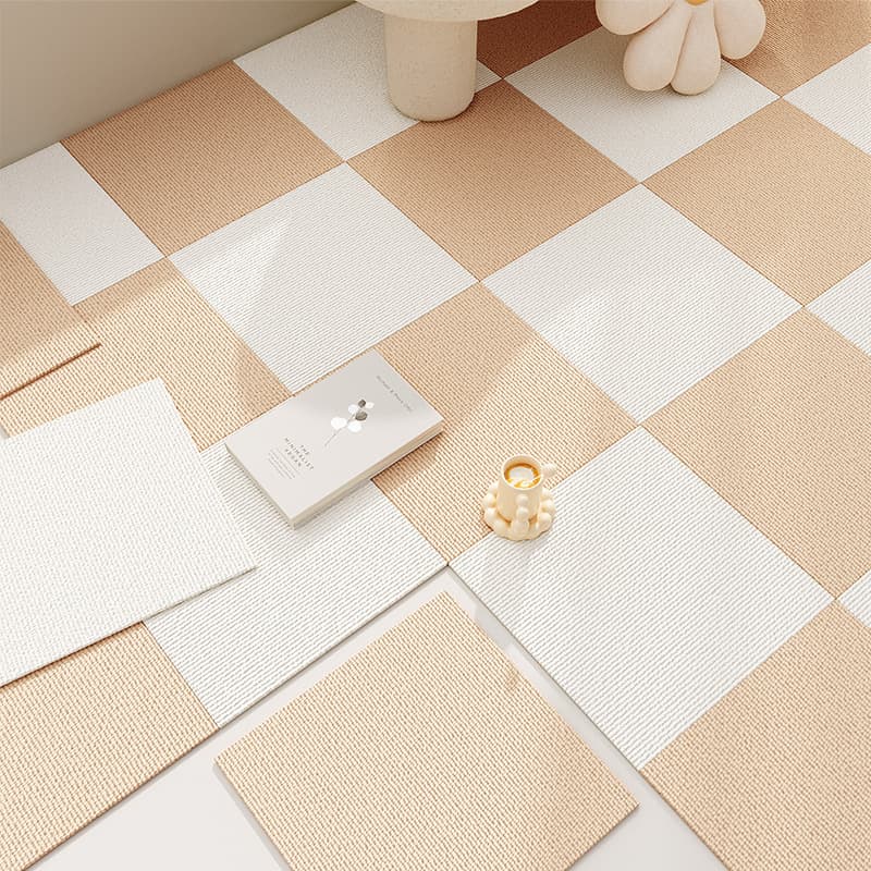 Seamless Puzzle Carpet Tiles for Bedroom, Living Room, No-Glue Self-Adhesive, Simple Japanese Style Home Office Carpet