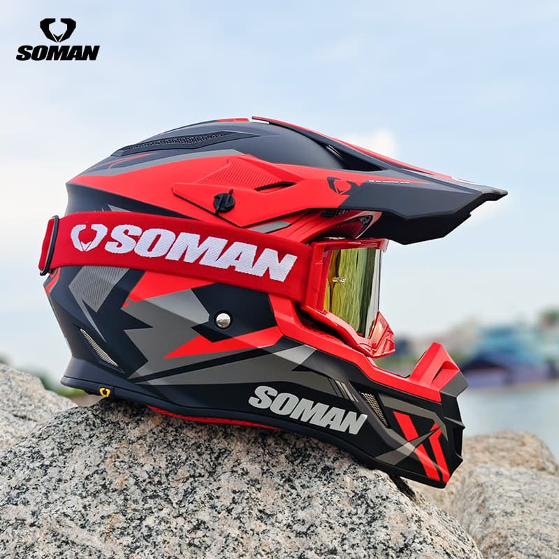 New SOMAN Motorcycle Off-Road Helmet DOT Certified M11 for Men and Women Outdoor Mountain Riding Rally Helmet
