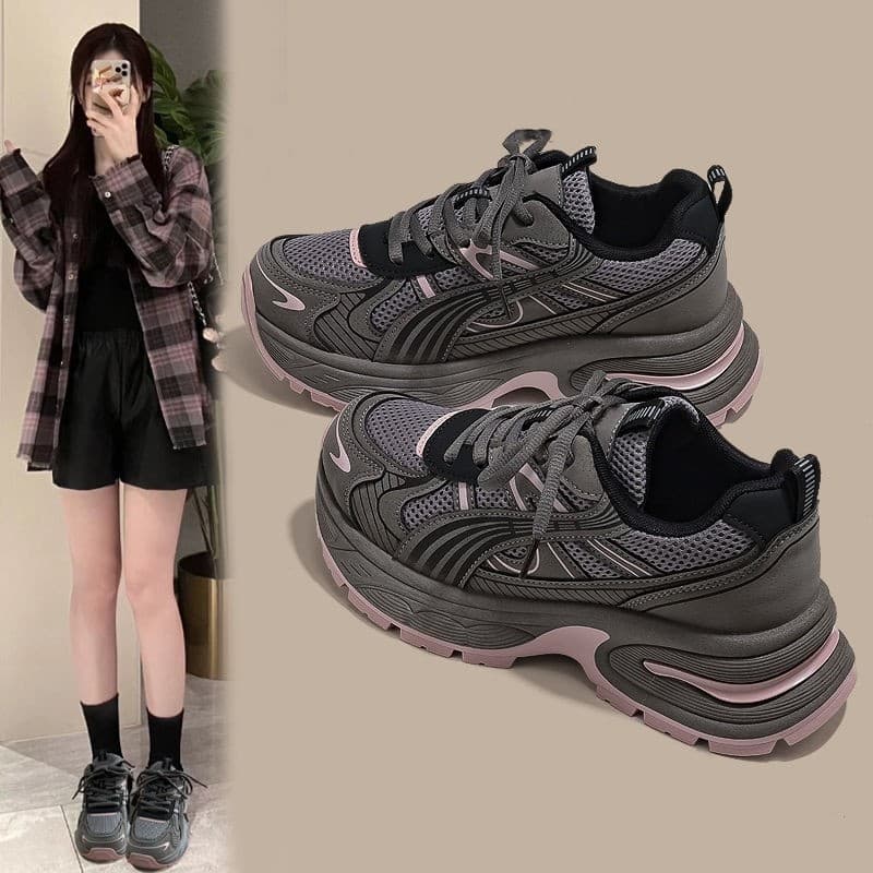2025 Spring Chunky Sneakers for Petite Women, Height-Increasing, Slimming, Versatile Casual Sports Shoes, Ins Trendy Thick-Soled Dad Shoes, Streetwear Brand