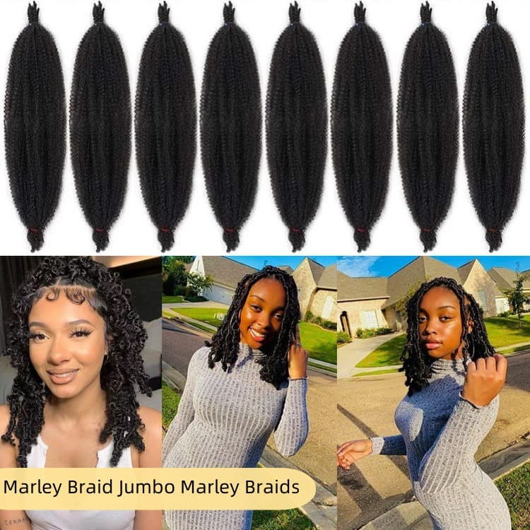 African hand-torn caterpillar wig, long synthetic curly hair, Marley Braid's voluminous, frizzy braids, crochet curls