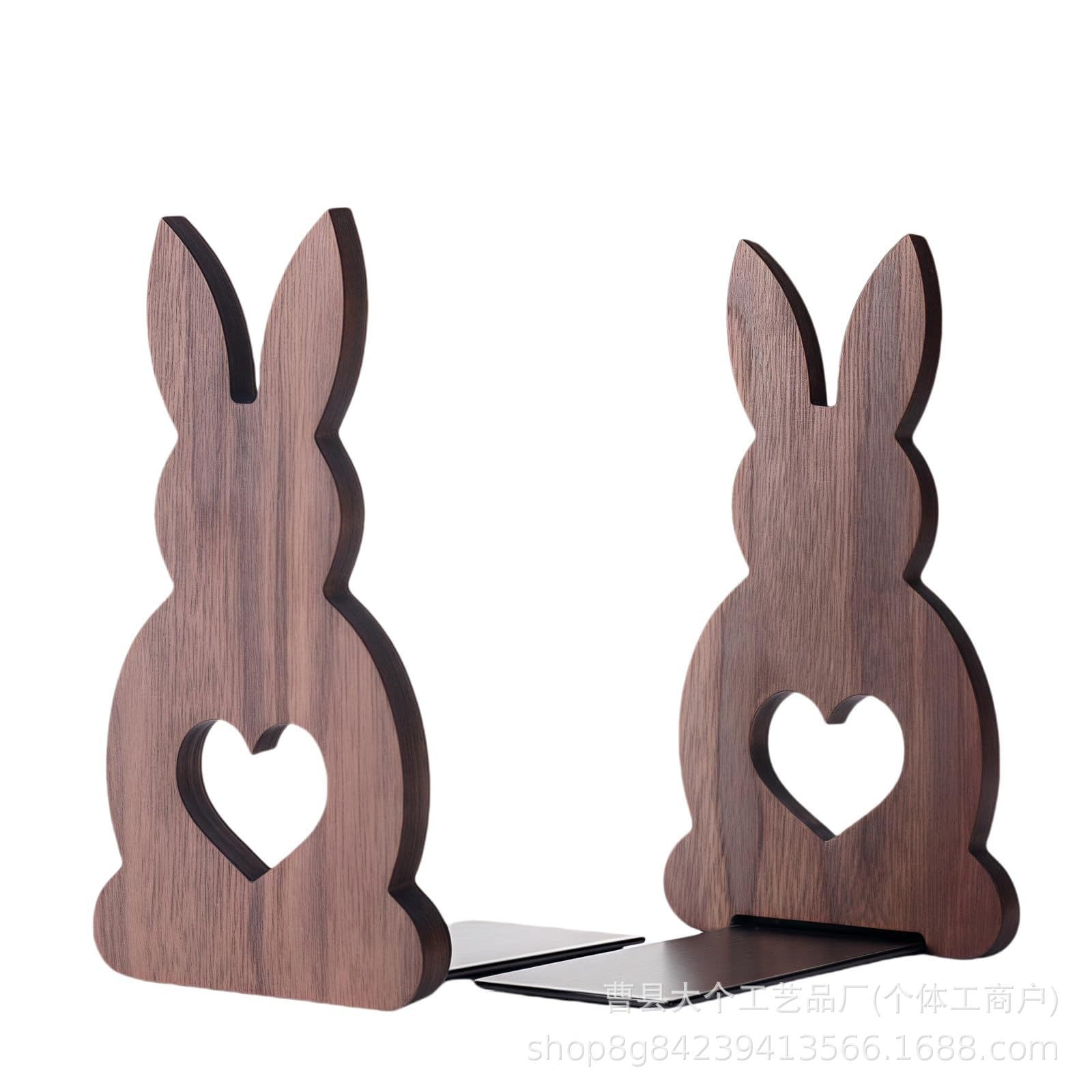 Wooden Rabbit Storage Clip Cartoon Bookend Desktop Book Stand Student Book Organizer Office File Clip