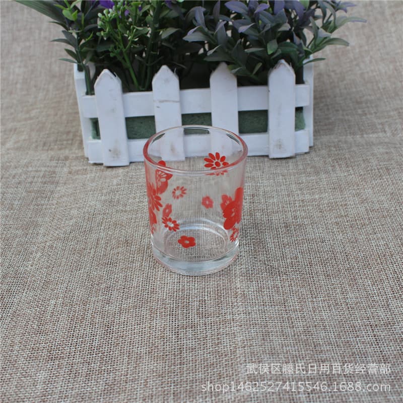 Transparent glass shot glass, colorful flower cup, glass wine glass, flat glass, wine glass 12/box 144 pieces/piece