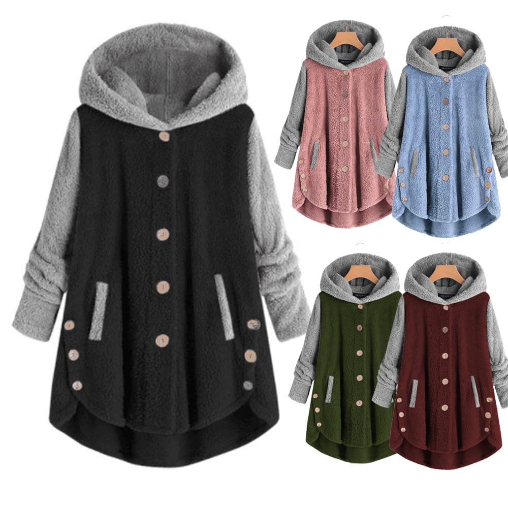 Amazon Ebay2024 Autumn and Winter Fashion Women's European and American Button Stuffed Top Irregular Trendy Brand Color Block Tops
