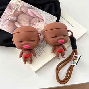 Black Leather Natasha Compatible AirPods 4 Case for Apple AirPods Pro 3 Headphone Cover Women Pro 2 Silicone