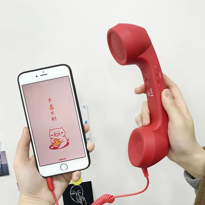 Telephone Handset Type-C Headset Microphone External Receiver Creative Gift for Girlfriend Adjustable Volume Handheld Phone