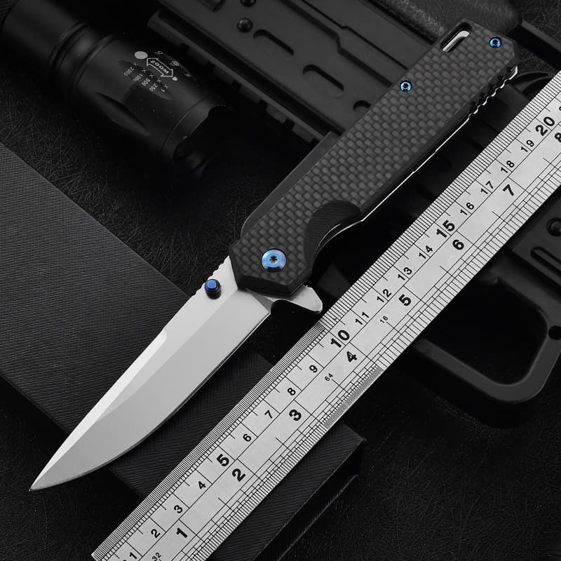 Foreign trade export carbon fiber handle D2 steel blade bearing folding knife pocket knife CNC made folding knife outdoor tactical knife