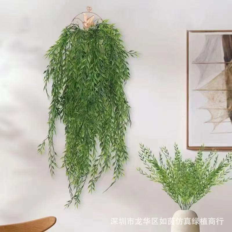 Wholesale Artificial Wicker Rattan Fake Flowers Soft Rubber Artificial Bouquet Decoration Simulation Green Plant Willow Leaves