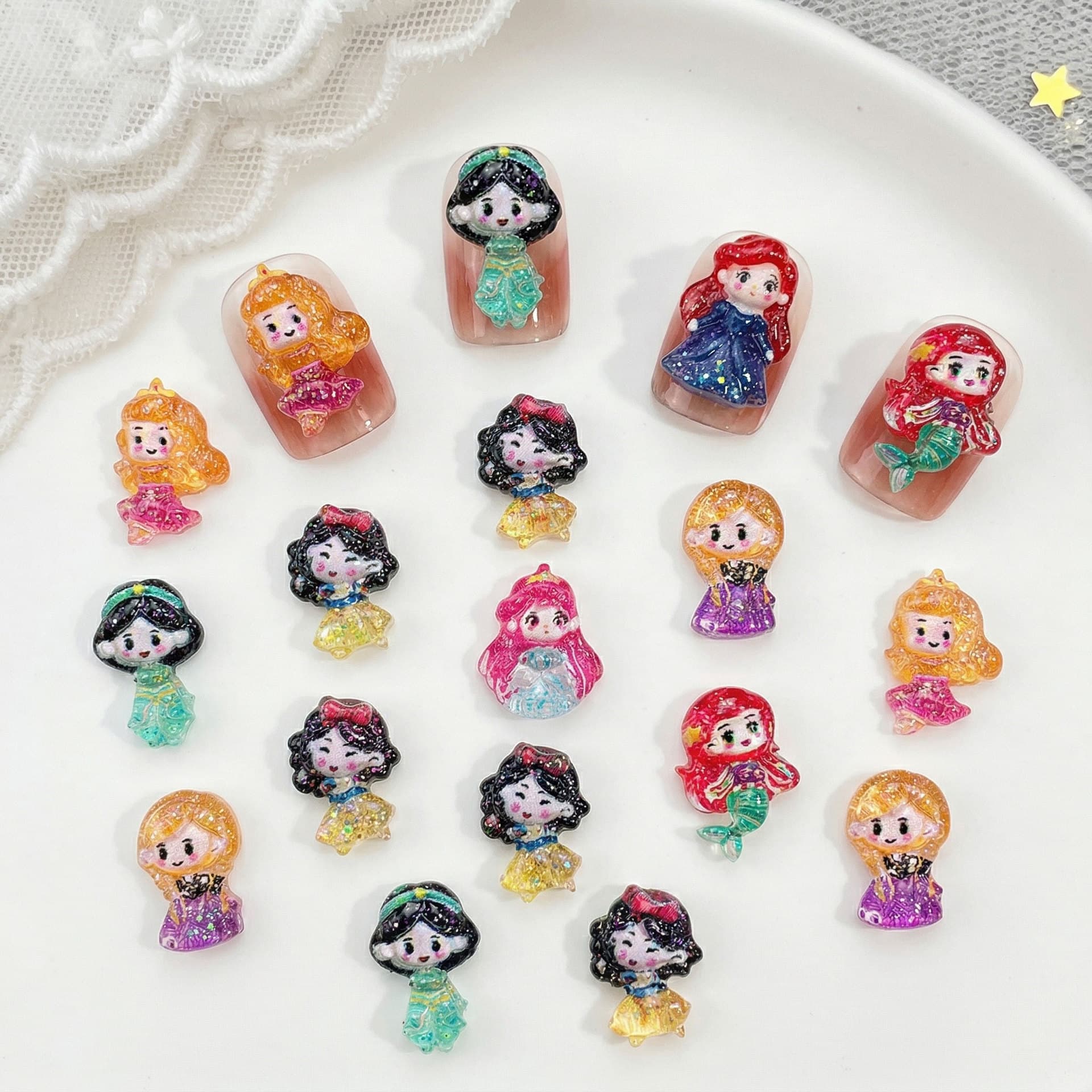 Nail Art Decals Cartoon Princess Elsa Cinderella Sweet Nail Decorations Wholesale Nail Wearing Small Accessories