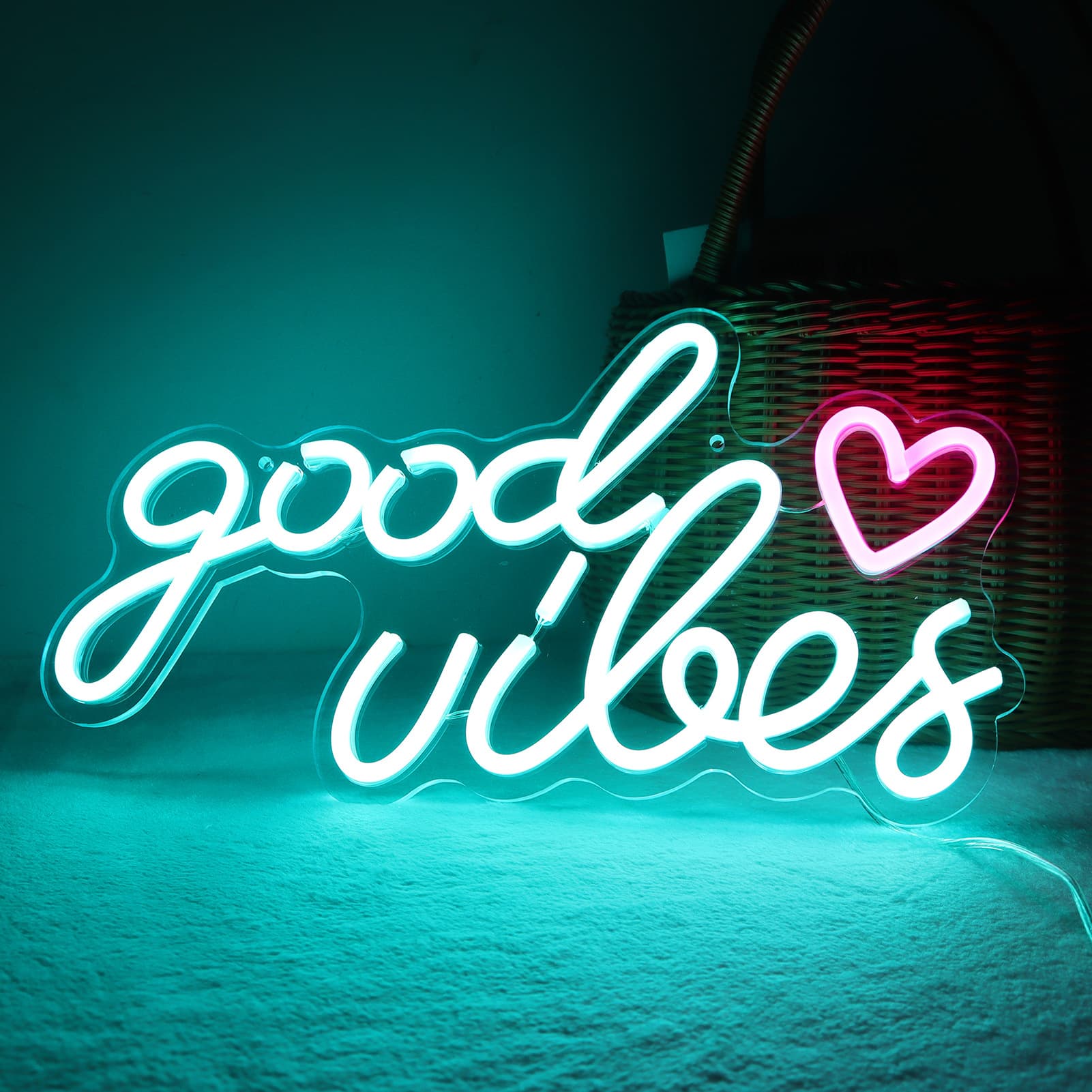 2023 New LED back panel neon light English letter decorative neon light Good vibes acrylic light